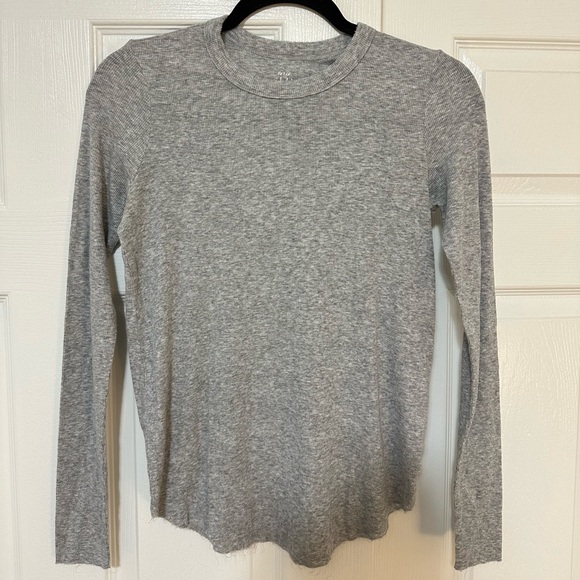 aerie Tops - Aerie Real Soft Ribbed Gray Long Sleeve Shirt in Extra Small